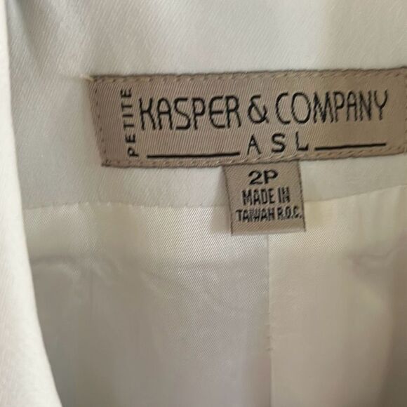 NWT Vintage Kasper & co white blazer jacket with shoulder pads deadstock 2P - Picture 3 of 8